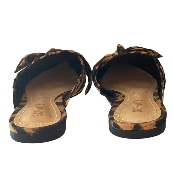 Schutz Flats Mules Shoes Womens 6 Black Tiger Stripe Bow Bows Pointed Knotted - Picture 7 of 9